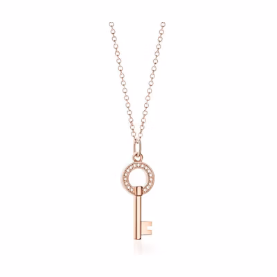 (Women) TIFFANY & CO. Keys Series Rose Gold Necklace for Women - Sweet and Elegant. GRP10435