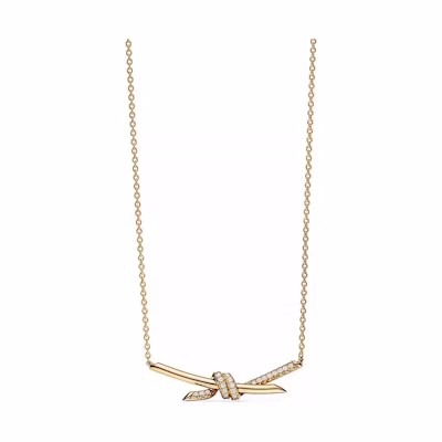 (Women) TIFFANY & CO. Knot Double Bow Pendant Necklace 18K Gold with Diamonds for Women 69544797