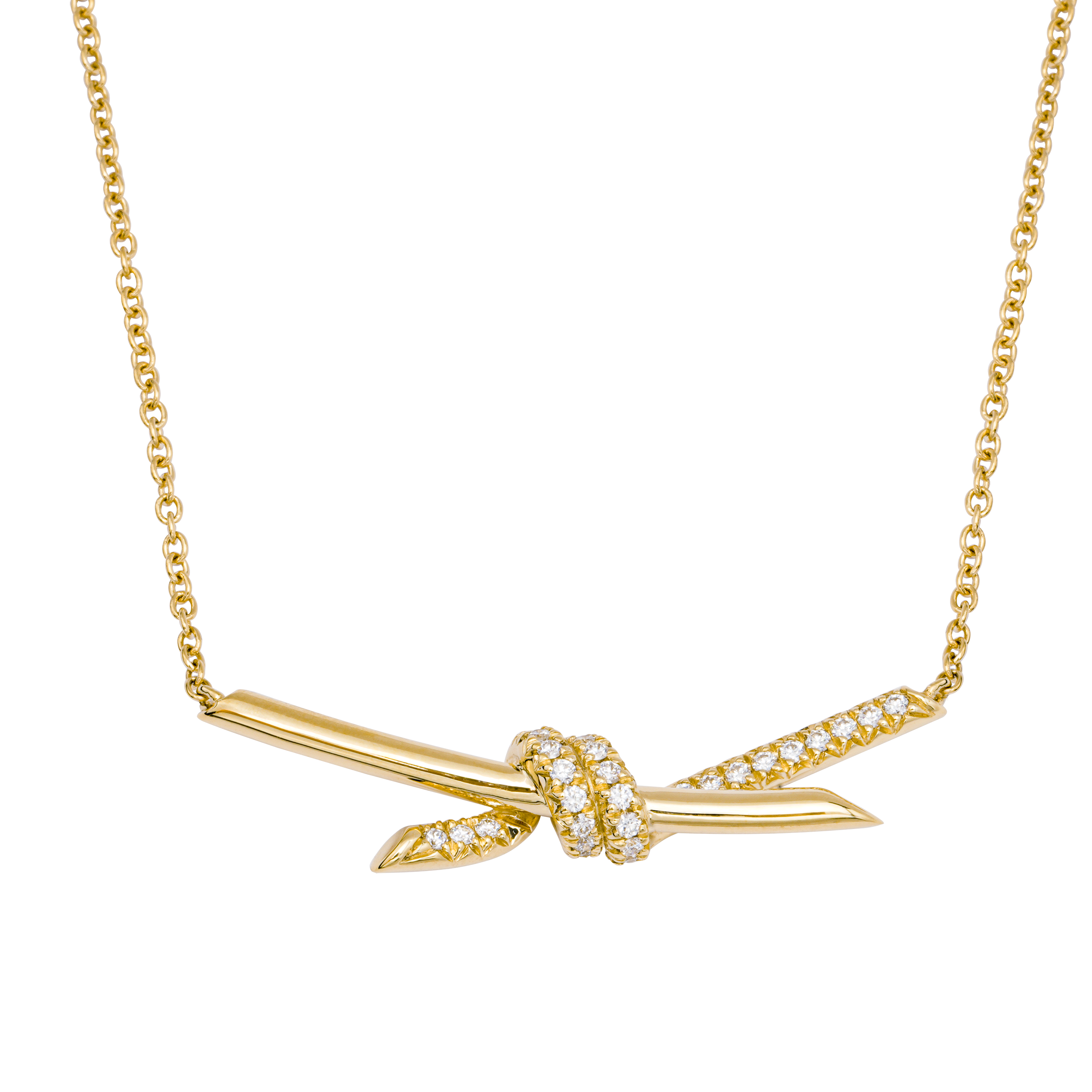 (Women) TIFFANY & CO. Knot Double Bow Pendant Necklace 18K Gold with Diamonds for Women 69544797 圖 2