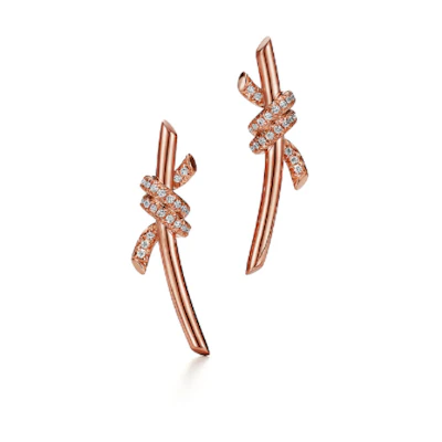 (Women) Tiffany & Co. Knot Rose Gold Single Row Diamond Earrings for Women. 69526144