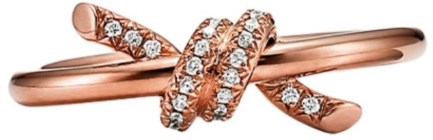 (Women) TIFFANY & CO. Knot Single Row Diamond 18K Rose Gold Ring for Women GRP11995 (Women) TIFFANY & CO. Knot Single Row Diamond 18K Rose Gold Ring for Women GRP11995