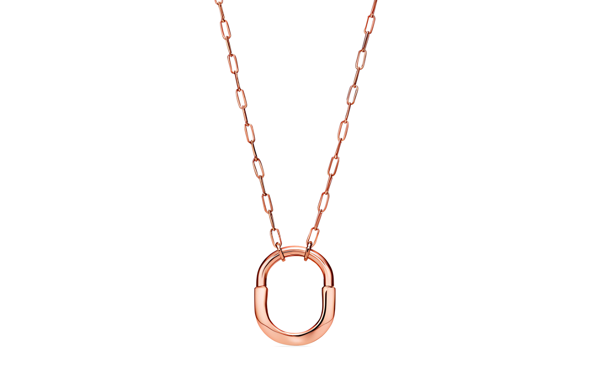 (Women) TIFFANY & CO. Lock Oval Link Chain Necklace Medium 18K Rose Gold for Women. 72342232