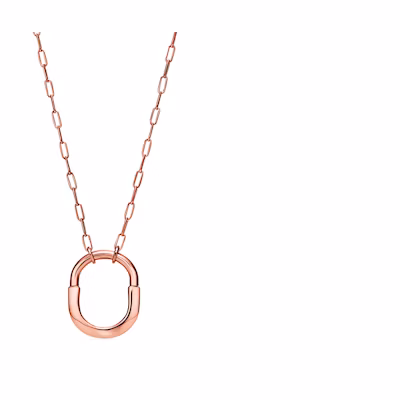 (Women) TIFFANY & CO. Lock Oval Link Chain Necklace Medium 18K Rose Gold for Women. 72342232