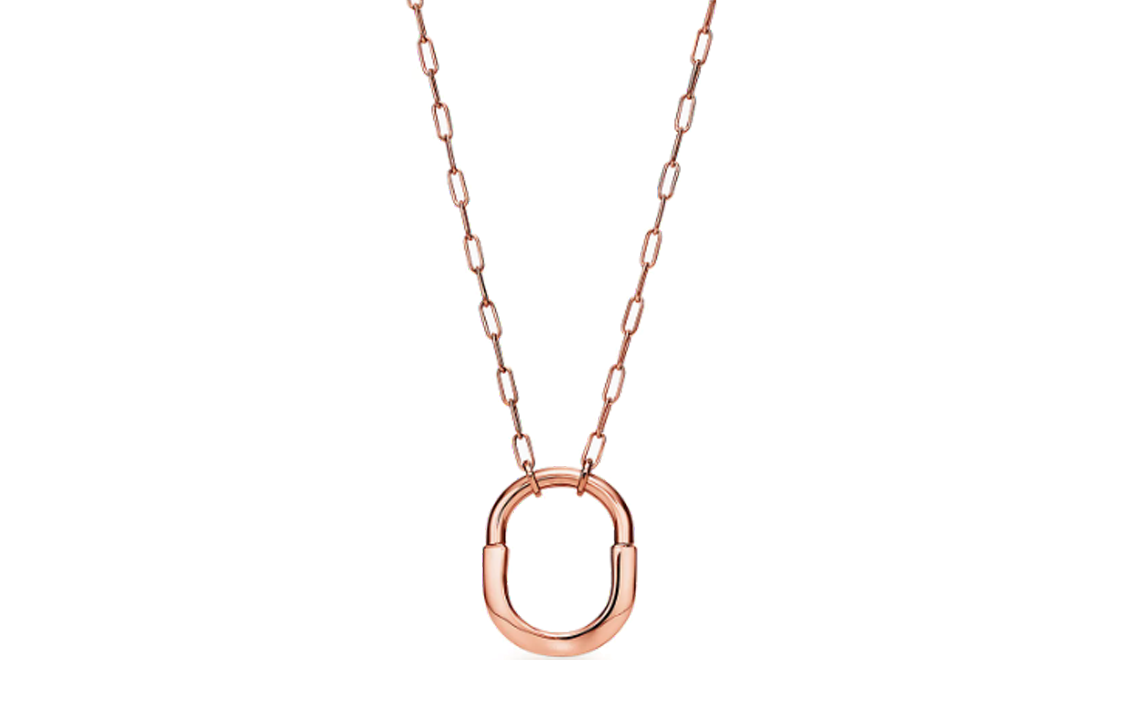 (Women) TIFFANY & CO. Lock Oval Link Chain Necklace Medium 18K Rose Gold for Women. 72342232 圖 2