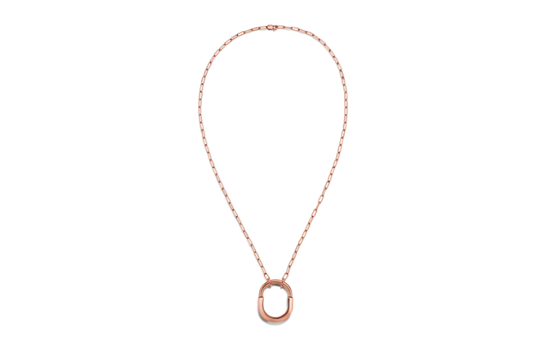 (Women) TIFFANY & CO. Lock Oval Link Chain Necklace Medium 18K Rose Gold for Women. 72342232 圖 4