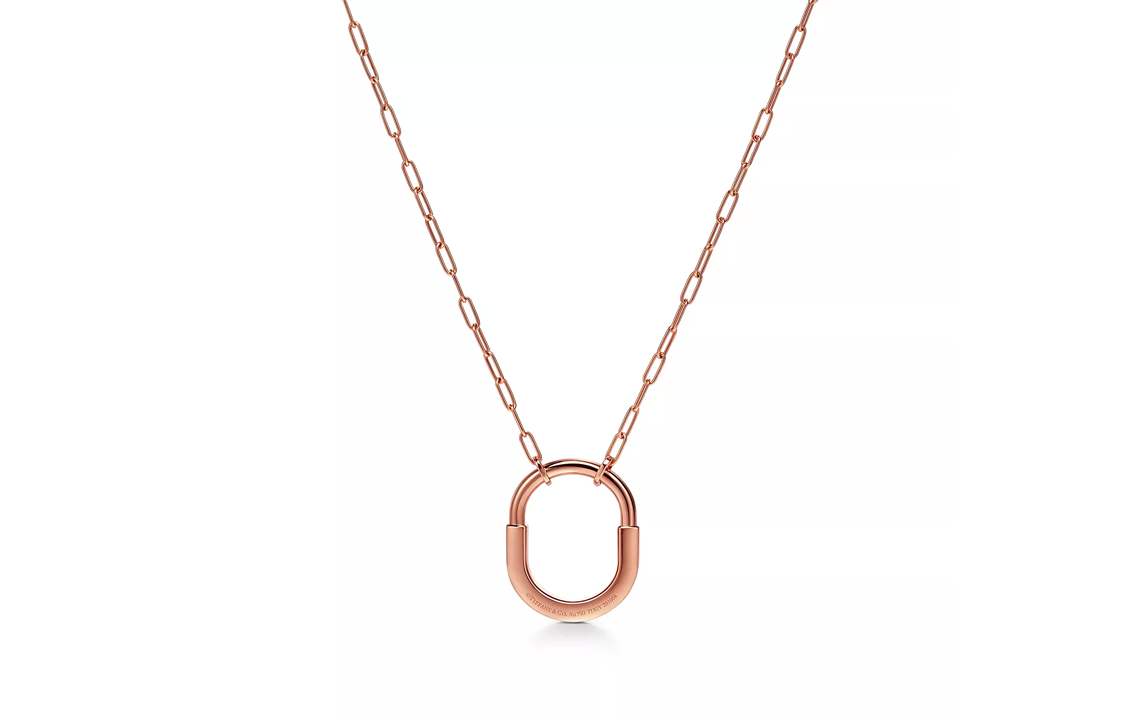 (Women) TIFFANY & CO. Lock Series 18K Rose Gold Sapphire Necklace for Women. 73965950 圖 3