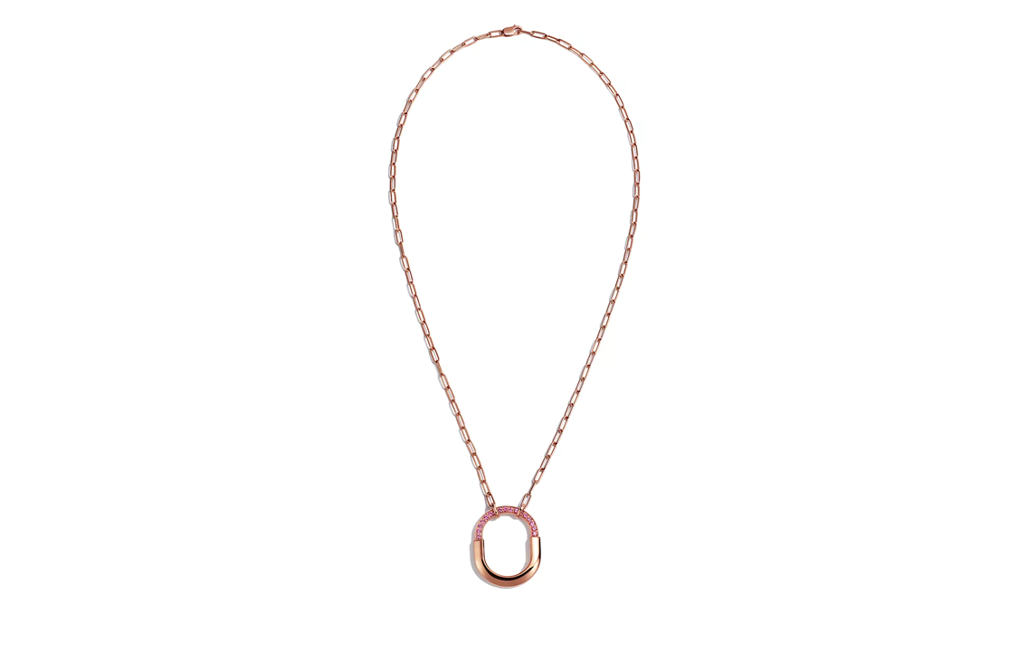 (Women) TIFFANY & CO. Lock Series 18K Rose Gold Sapphire Necklace for Women. 73965950 圖 4