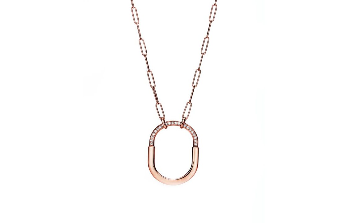 (Women) Tiffany & Co. Lock Series Large 18K Rose Gold Diamond Necklace for Women 72342216