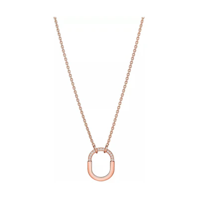 (Women) TIFFANY & CO. Lock Small Diamond Pendant 18K Rose Gold Necklace for Women. 74365752
