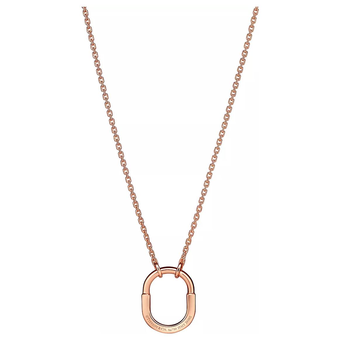 (Women) TIFFANY & CO. Lock Small Diamond Pendant 18K Rose Gold Necklace for Women. 74365752 圖 3