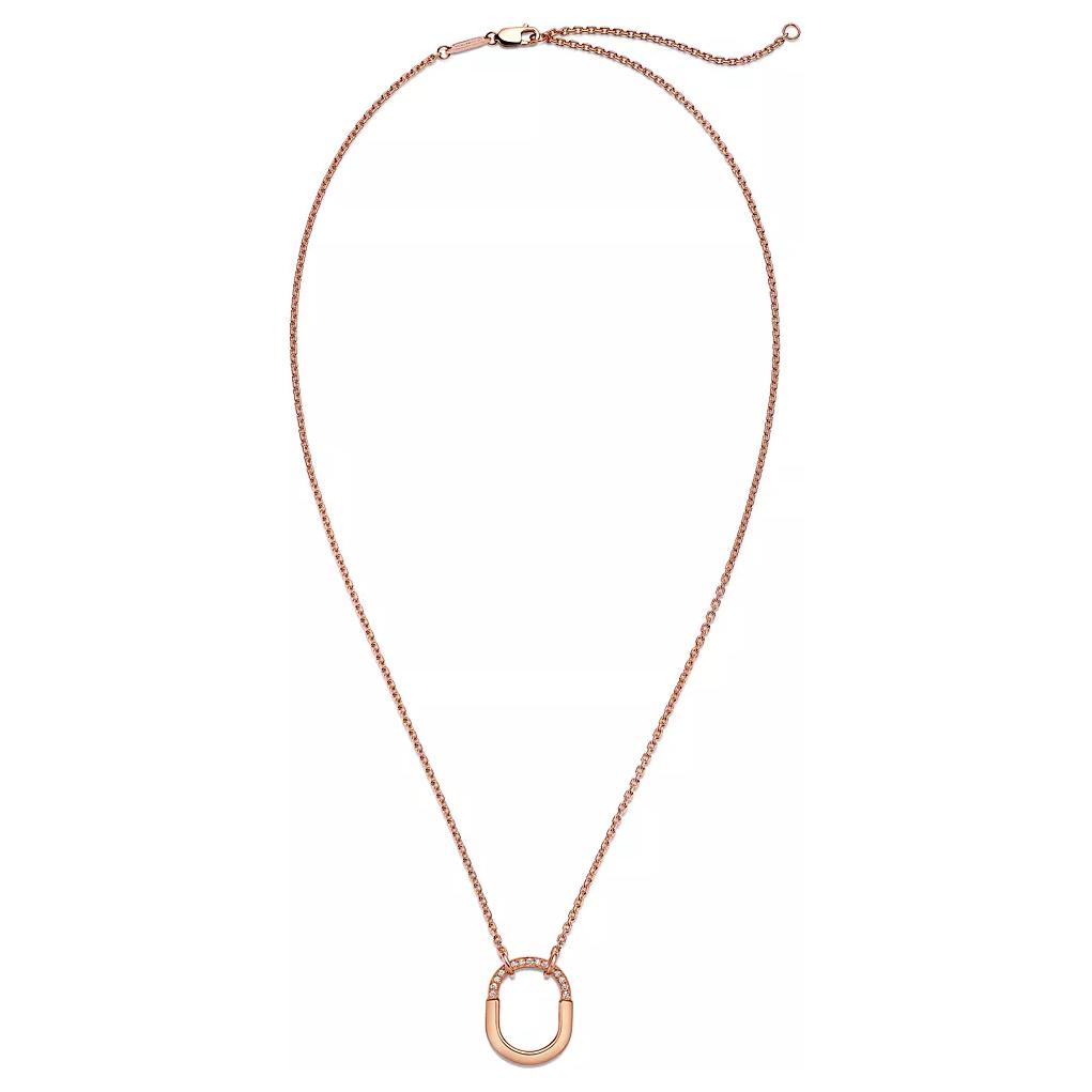 (Women) TIFFANY & CO. Lock Small Diamond Pendant 18K Rose Gold Necklace for Women. 74365752 圖 4