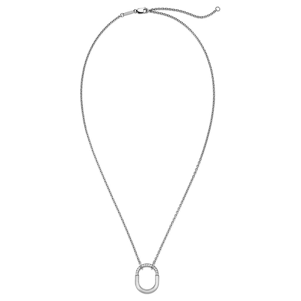 (Women) TIFFANY & CO. Lock Small Diamond Pendant Necklace 18K White Gold for Women. 74365795 圖 4