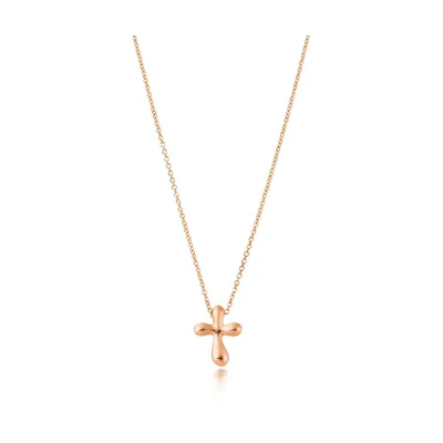 (Women) TIFFANY & CO. Mini Cross Pendant 18K Rose Gold Necklace for Women - Rose Gold. 28551304