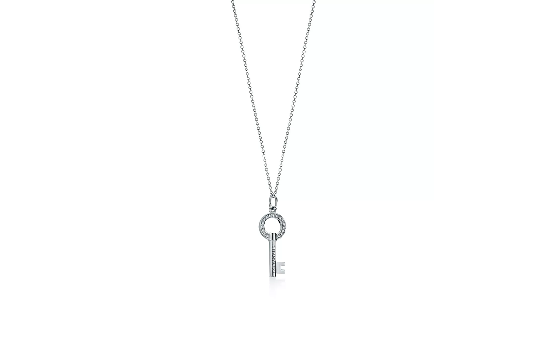 Order (W) TIFFANY & CO. 鑰匙系列18K白金鑽石墜飾項鍊銀色 GRP10439-60011305