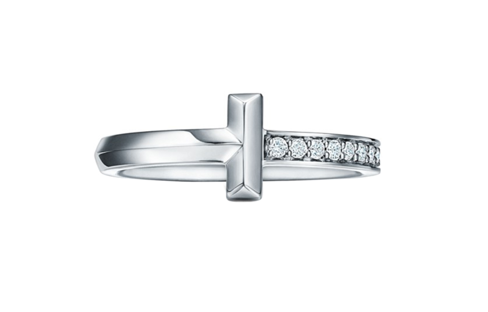 (Women) Tiffany & Co. Narrow Diamond White Metal Platinum Ring for Women. GRP11528 圖 2