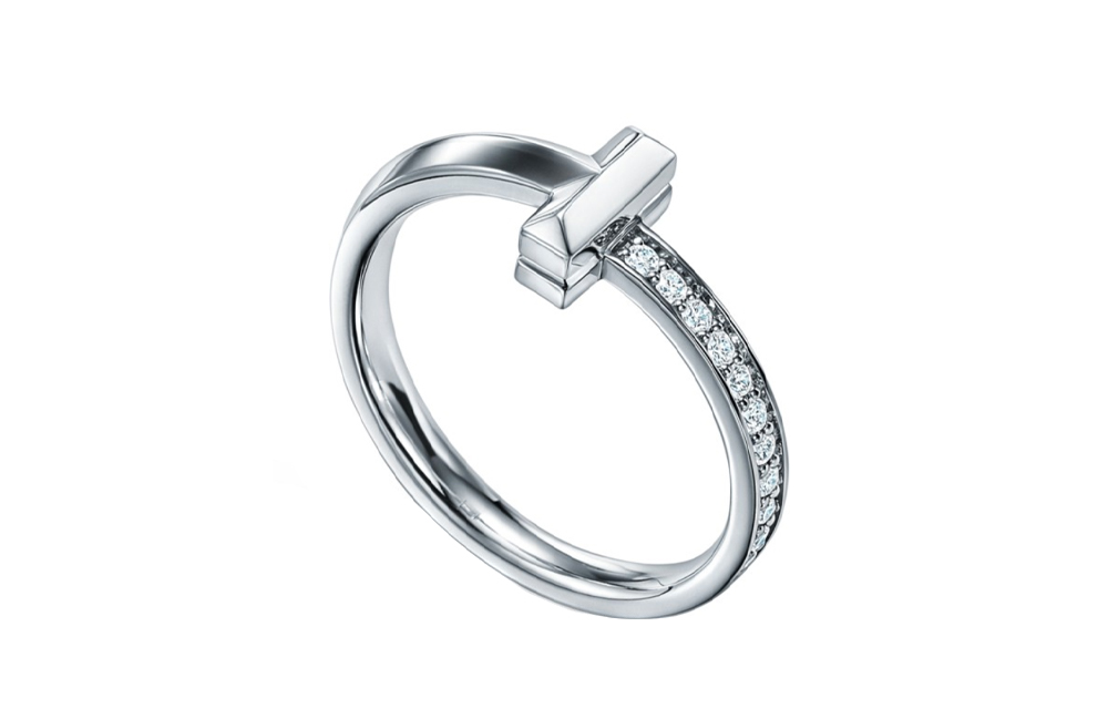 (Women) Tiffany & Co. Narrow Diamond White Metal Platinum Ring for Women. GRP11528 圖 4