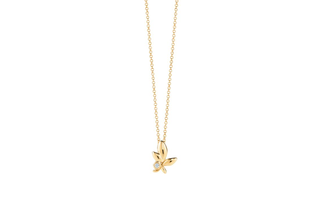Order (W) TIFFANY & CO. Olive Leaf Kalung Emas Wanita dengan Berlian. 60021536
