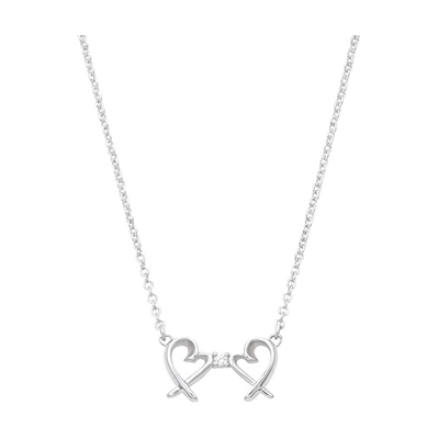 (Women) TIFFANY & CO. Paloma Picasso Double Heart Pendant 925 Silver Diamond Necklace. 63058211