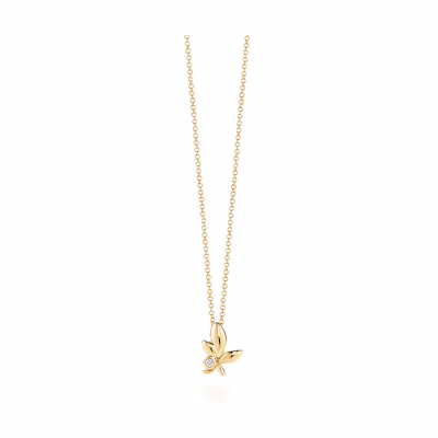 (Women) Tiffany & Co. Paloma Picasso Olive Leaf 18K Gold Diamond Necklace for Women. 33419708