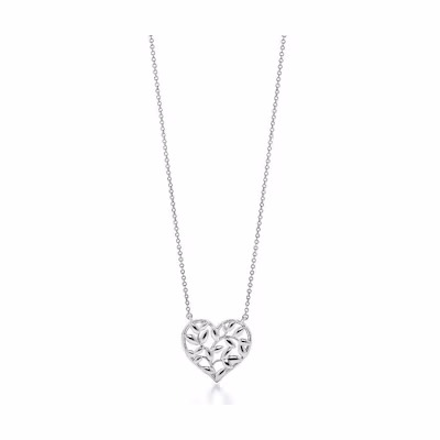(Women) TIFFANY & CO. Paloma Picasso Olive Leaf Heart Pendant Silver Necklace Women. 30143159