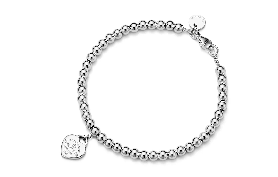 (Women) TIFFANY & CO. Pink Heart Charm Bracelet in Sterling Silver with Diamonds for Women 69683746 圖 3