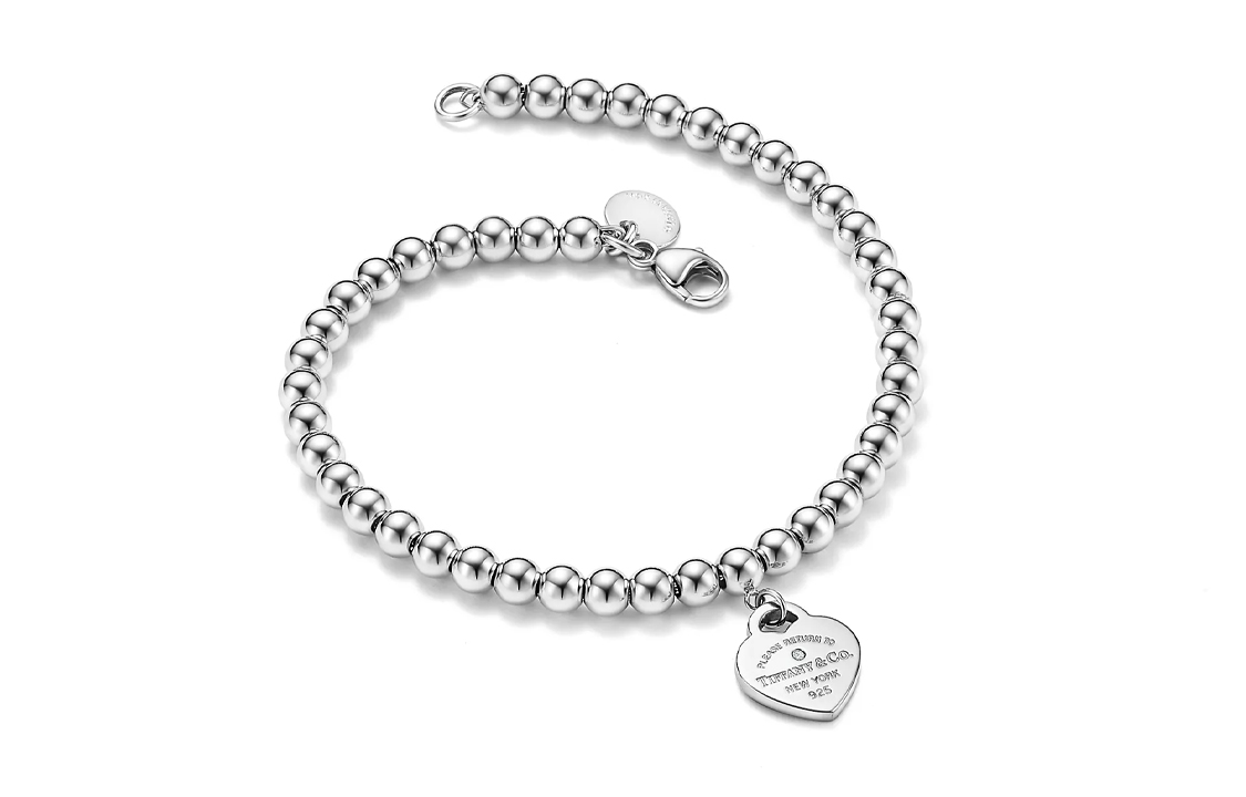 (Women) TIFFANY & CO. Pink Heart Charm Bracelet in Sterling Silver with Diamonds for Women 69683746 圖 4