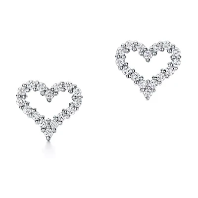 (Women) TIFFANY & CO. Platinum Diamond Heart Earrings for Women - Silver 61101241