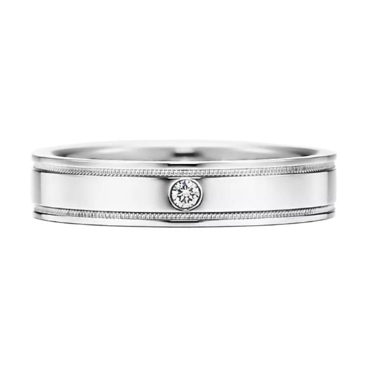 (Women) TIFFANY & CO. Platinum Double Beaded Edge Ring  Silver 60002392