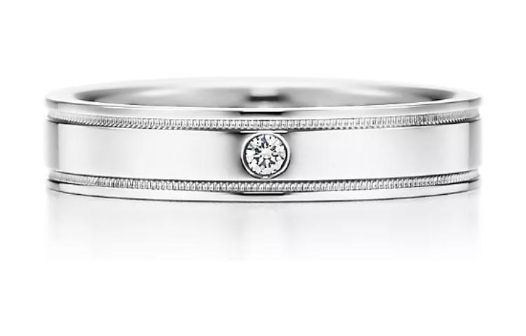 (Women) TIFFANY & CO. Platinum Double Beaded Edge Ring  Silver 60002392 圖 2