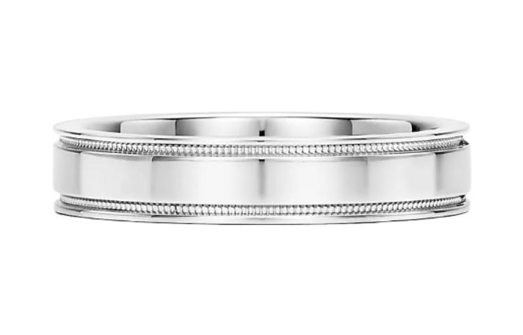 (Women) TIFFANY & CO. Platinum Double Beaded Edge Ring  Silver 60002392 圖 4