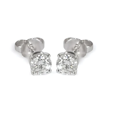 (Women) TIFFANY & CO. Platinum Stud Earrings with Prong Detail for Women - Silver. 137862