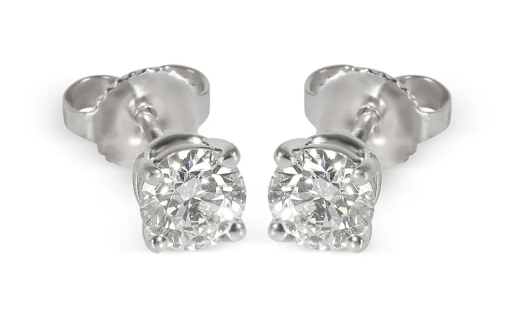 (Women) TIFFANY & CO. Platinum Stud Earrings with Prong Detail for Women - Silver. 137862 圖 2
