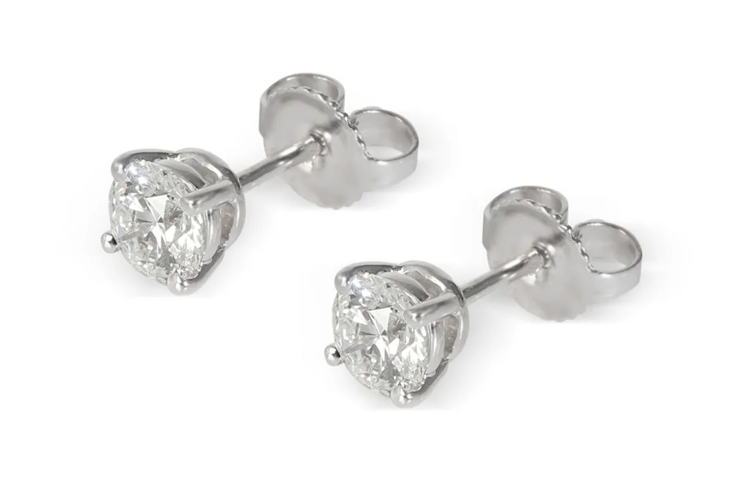 (Women) TIFFANY & CO. Platinum Stud Earrings with Prong Detail for Women - Silver. 137862 圖 3