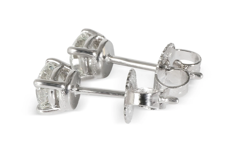 (Women) TIFFANY & CO. Platinum Stud Earrings with Prong Detail for Women - Silver. 137862 圖 4