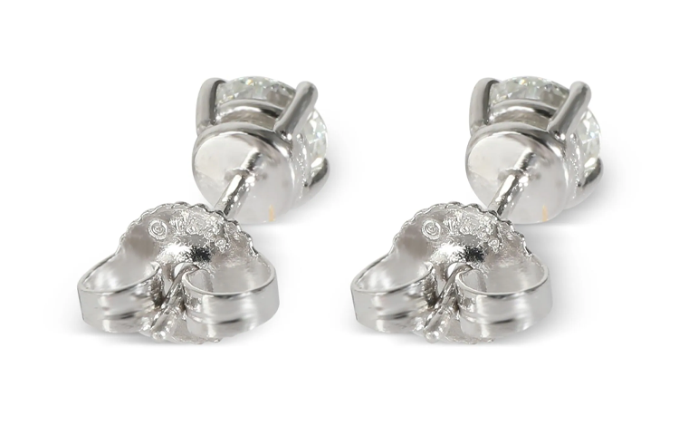 (Women) TIFFANY & CO. Platinum Stud Earrings with Prong Detail for Women - Silver. 137862 圖 5