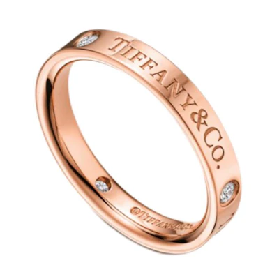 (Women) TIFFANY & CO. Return to Tiffany 18k Rose Gold Letter Logo Engraved Ring for Women GRP05172