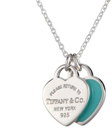 (Women) Tiffany & Co. Return to Tiffany Double Heart Blue Enamel Silver Necklace for Women. 27125107 (Women) Tiffany & Co. Return to Tiffany Double Heart Blue Enamel Silver Necklace for Women. 27125107