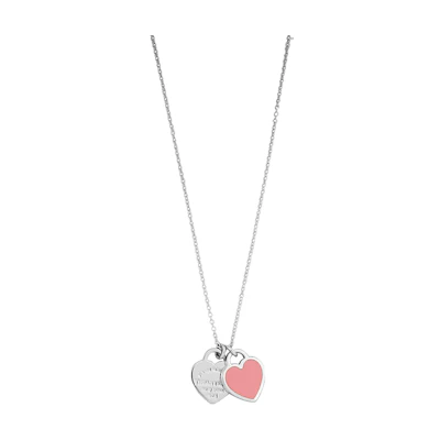 (Women) Tiffany & Co. Return to Tiffany Double Heart Necklace 925 Silver Pink for Women. 28751249