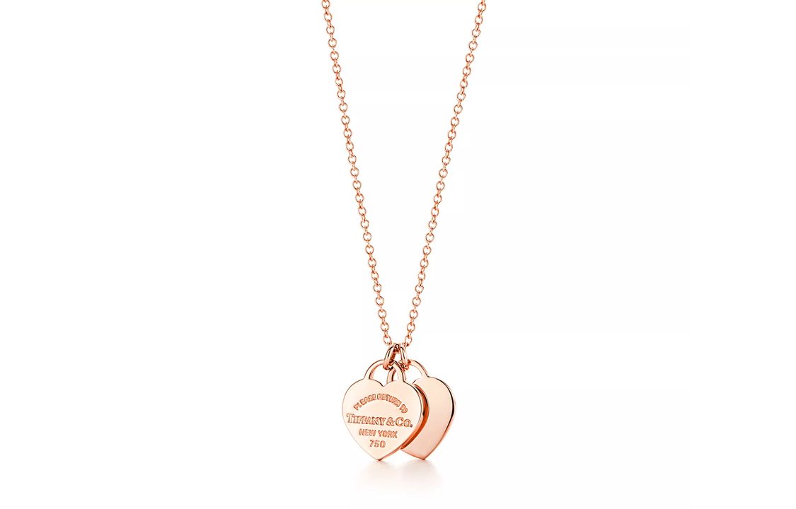 (Women) TIFFANY & CO. Return to Tiffany Double Heart Tag 18K Rose Gold Necklace . 34790884