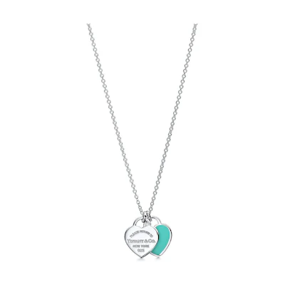 (Women) TIFFANY & CO. Return to Tiffany Double Heart Tag Mini 925 Silver Necklace Women GRP06366,27125107