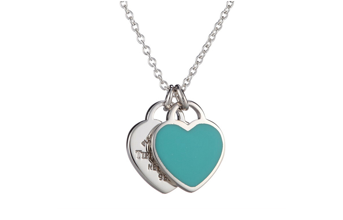 (Women) Tiffany & Co. Return to Tiffany Double Heart Blue Enamel Silver Necklace for Women. 27125107 圖 3