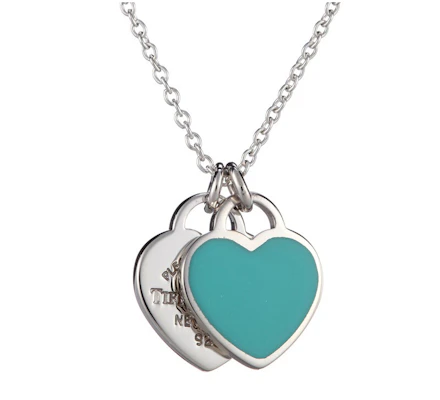 (Women) Tiffany & Co. Return to Tiffany Double Heart Blue Enamel Silver Necklace for Women. 27125107 Lookbook (Women) Tiffany & Co. Return to Tiffany Double Heart Blue Enamel Silver Necklace for Women. 27125107