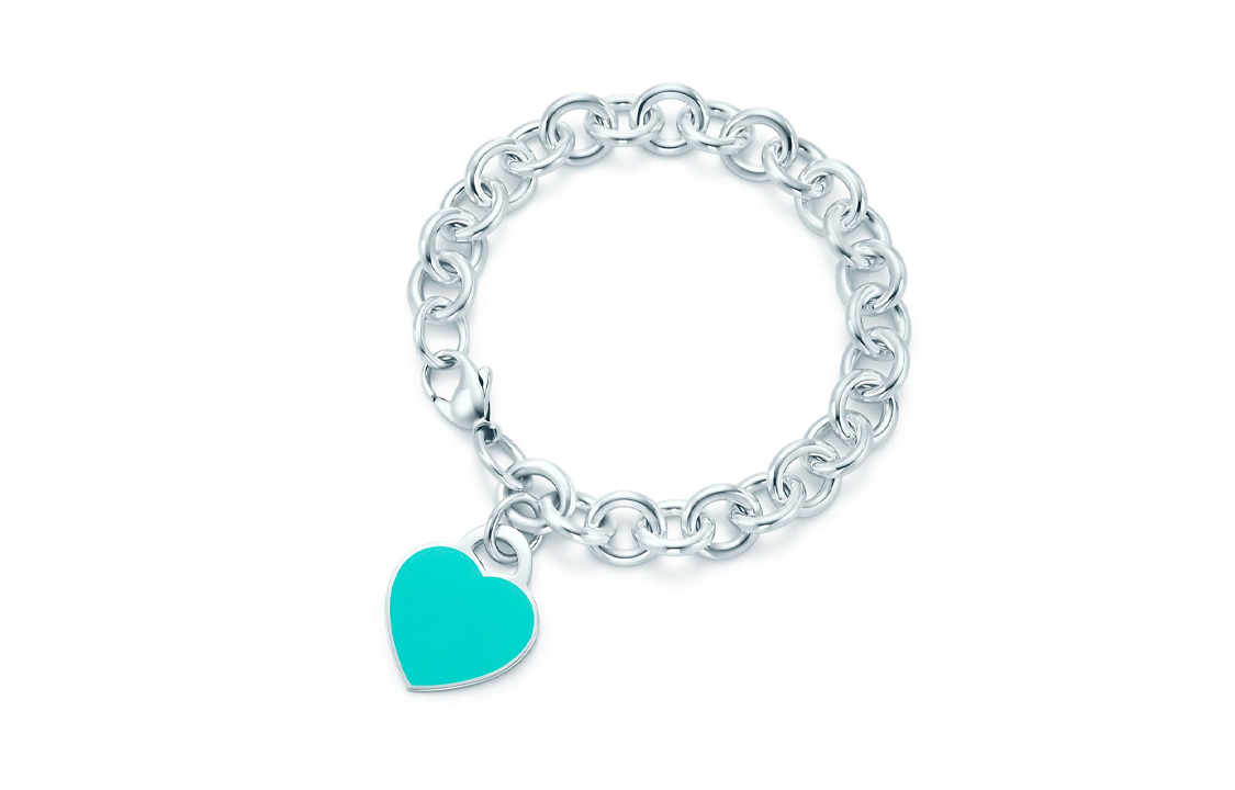 (Women) TIFFANY & CO. Return to Tiffany Enamel Heart Tag Medium Silver Bracelet for Women. 28751192