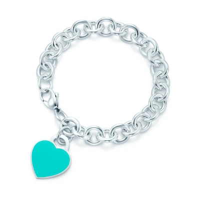 (Women) TIFFANY & CO. Return to Tiffany Enamel Heart Tag Medium Silver Bracelet for Women. 28751192