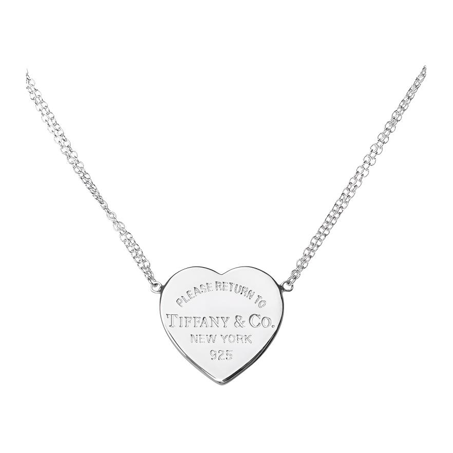 (Women) Tiffany & Co. Return to Tiffany Heart Tag Double Chain 925 Silver Necklace . 29633452
