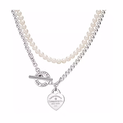 (Women) Tiffany & Co. Return to Tiffany Pearl Necklace Heart Wrap Design for Women. 69783422