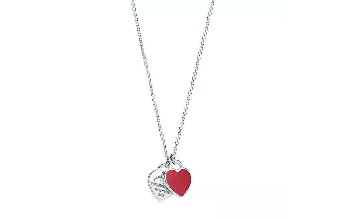 (Women) Tiffany & Co. Return to Tiffany Red Double Heart Pendant Necklace 925 Silver. 61941835