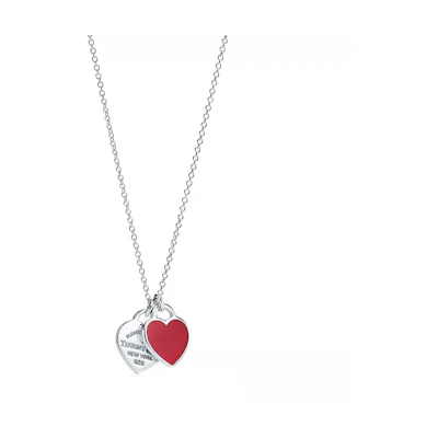 (Women) Tiffany & Co. Return to Tiffany Red Double Heart Pendant Necklace 925 Silver. 61941835