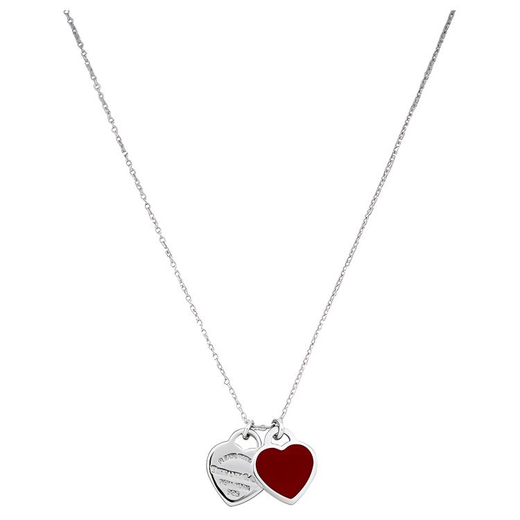 (Women) TIFFANY & CO. Return to Tiffany Red Double Heart Necklace 925 Silver for Women. 63520594