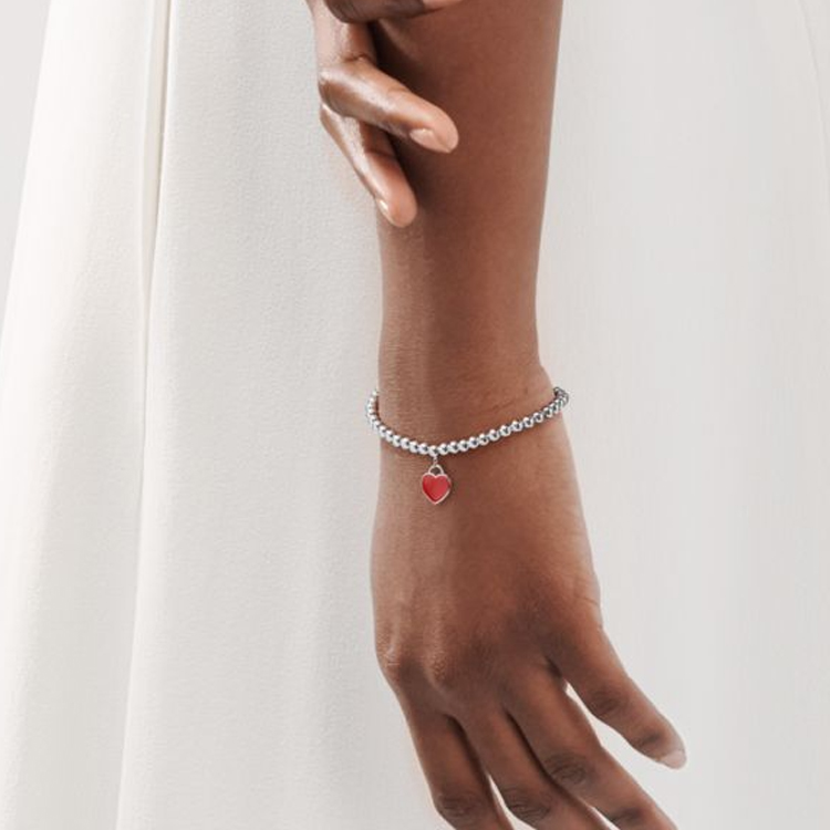 (Women) TIFFANY & CO. Return to Tiffany Red Heart Enamel 925 Silver Bracelet for Women 61941797 圖 6